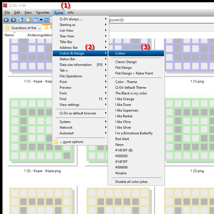 Can I set specific colors for files and folders